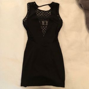 Verdict black paneled mini dress